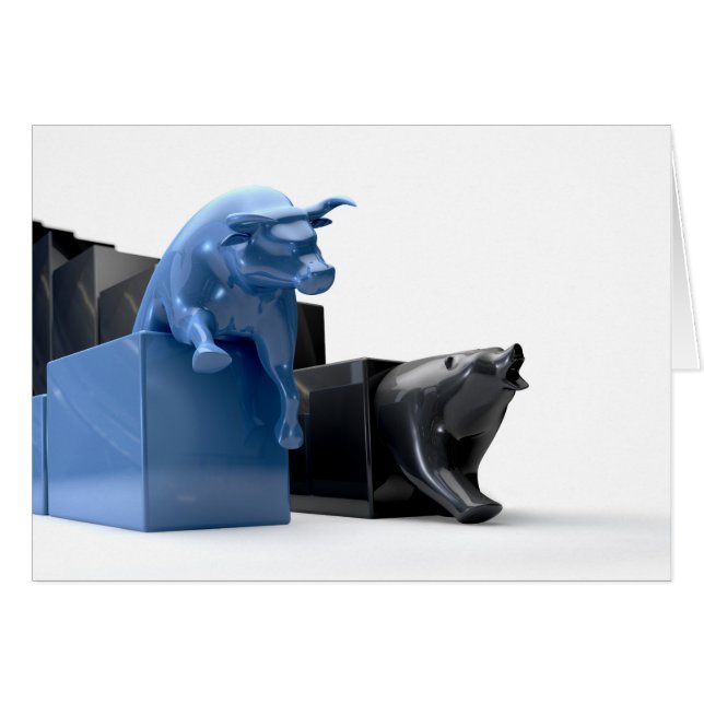 Konverge mellan Bull & Bear Econonomic Trends Hälsningskort (Framsidan Horizontal)