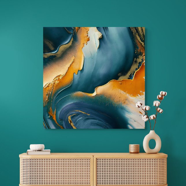 Konvergens – Abstrakta rörelsefält och guld Poster (Convergence – Abstract Fields Of Motion And Gold)