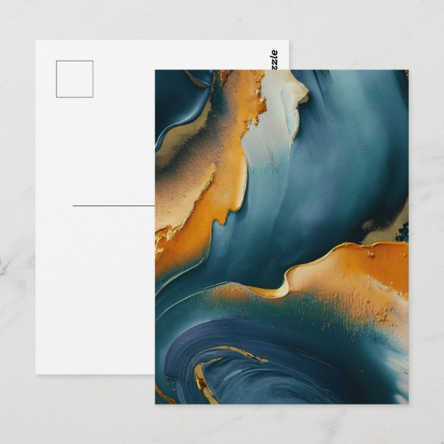 Konvergens – Abstrakta rörelsefält och guld Vykort (Fram/baksida)