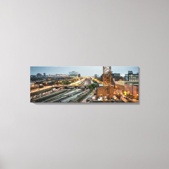 Konvergerande Chicago-huvudvägar Panorama Canvastryck (Framsida)