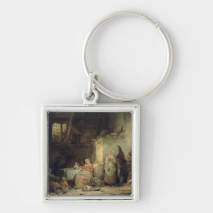 Konversation efter målet, 1840 fyrkantig silverfärgad nyckelring