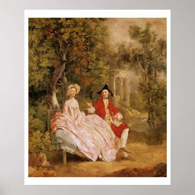 Konversationen i en park, porträtt, konstnären och poster (Framsidan)