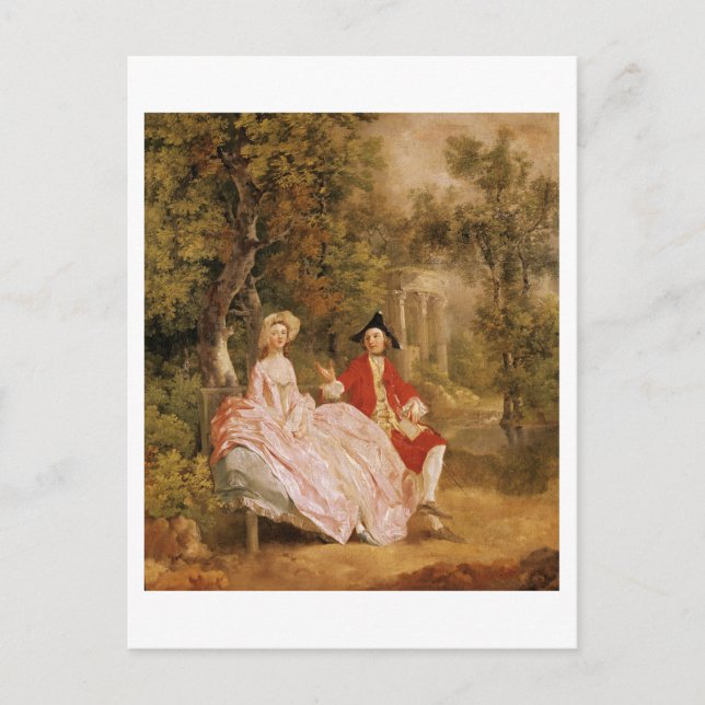 Konversationen i en park, porträtt, konstnären och vykort (Framsida)