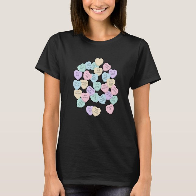 Konversationsdagen för Candy Funny Valentines Day  T Shirt (Framsida)