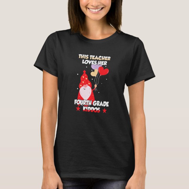 Konversationshjärta Lärare Älskar Henne 4:e Klass  T Shirt (Framsida)