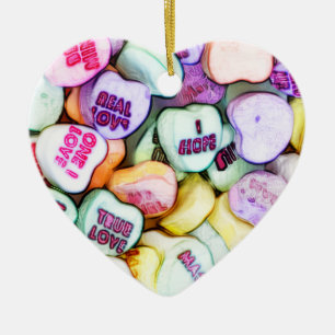 Konversationshjärter Valentines day Roligt Kärlek Julgransprydnad Keramik