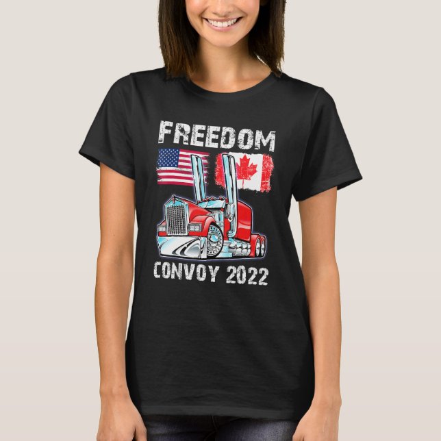 Konvoj 2022 Kanada & Amrica Frihet Lastbilsförare  T Shirt (Framsida)