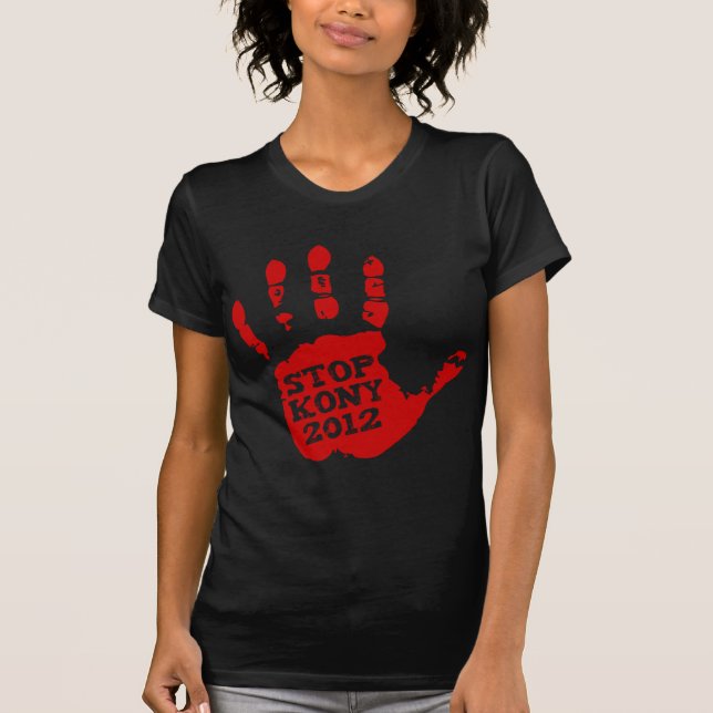 Kony 2012 röda Handprint stopp Joseph Kony Tröja (Framsida)