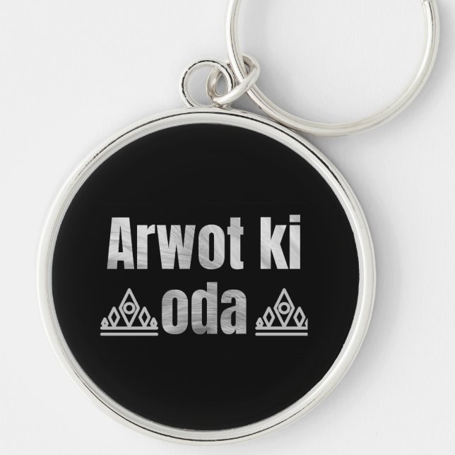 Konymoi Keychain Lom u som säger "Arwot ki Oda" Rund Silverfärgad Nyckelring (Framsidan)