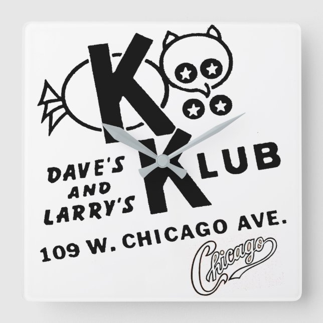 KOO KLUB, Chicago, Illinois Fyrkantig Klocka (Framsida)