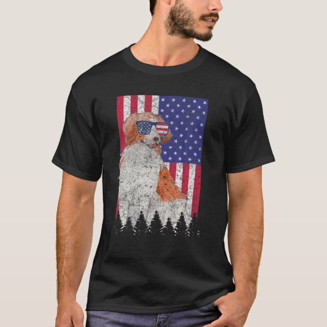 Kooikerhondje Patriotic Hund USA Pride American Fl T Shirt (Framsida)