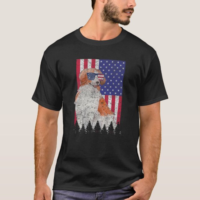 Kooikerhondje Patriotic Hund USA Pride American Fl T Shirt (Framsida)