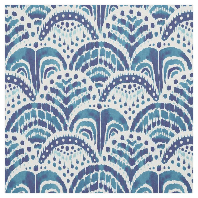 KOOK ARMOR Indigo Scallop Coastal Mönster Tyg (Provkarta)