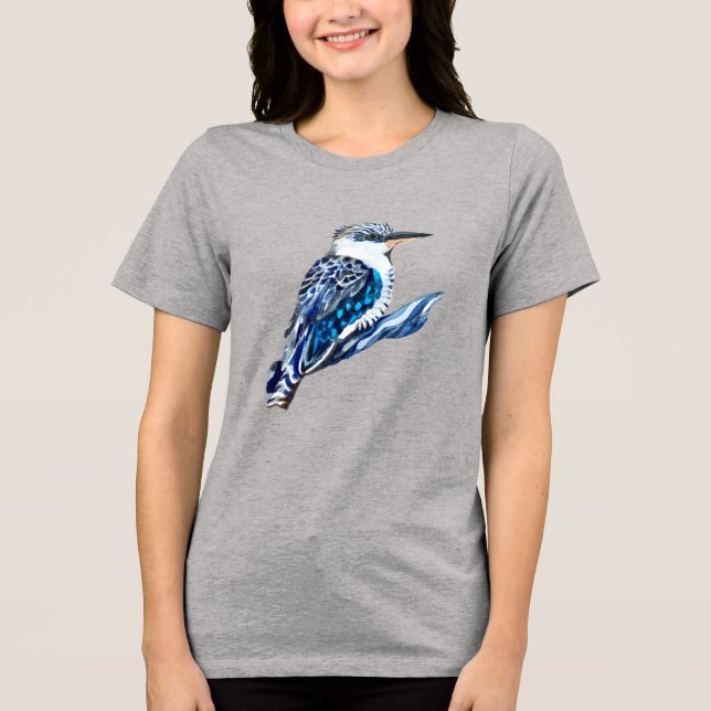 Kookaburra, blått och grått, aussie bird t shirt (Framsida)