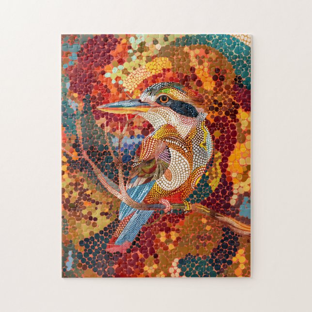 Kookaburra i Aborigine Dot Art Stil Pussel (Vertikal)