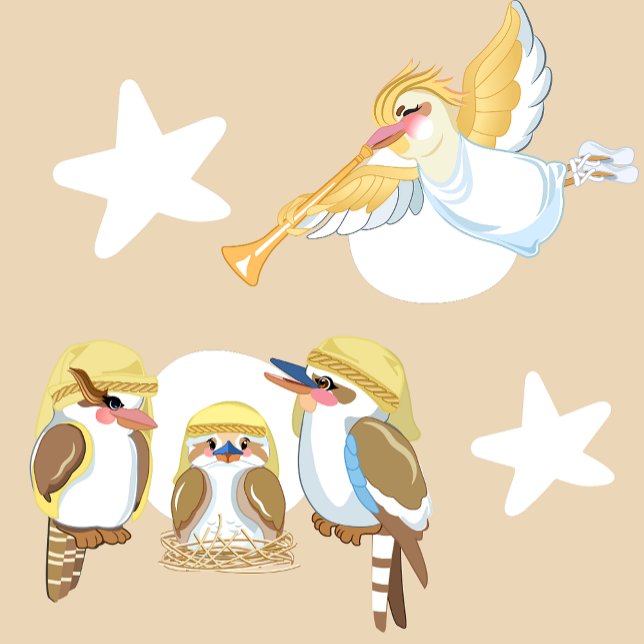 Kookaburra jul Nativitet Fleecefilt (Skapare uppladdad)