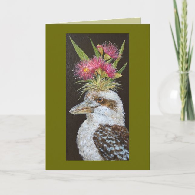 kookaburra med eucalyptus-kort kort (Framsida)