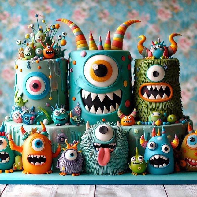 KOOKY ENÖGDA MONSTER TEMA BARN FÖDELSEDAGSTÅRTA KORT (Skapare uppladdad)
