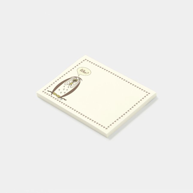 Kooky Tecknad Uggla Heart Ram Post-it Block (Vinklad)