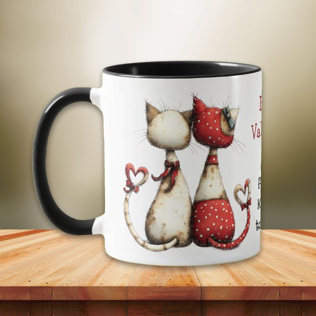 Kool Cat Cute Valentine's Day  Mugg (Skapare uppladdad)