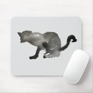 Kool svart vattenfärg kattunge musmatta