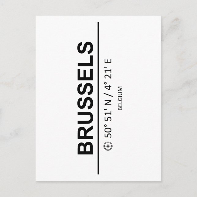 Koordinater Bryssel Vykort (Framsida)