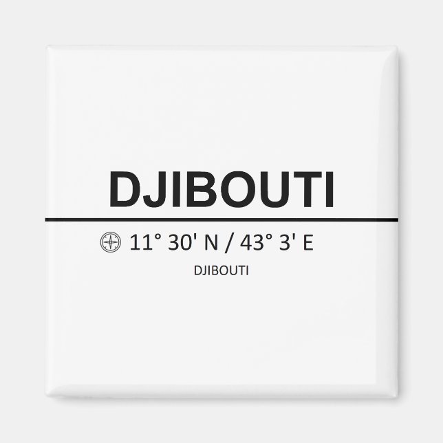 Koordinater Djibouti Magnet (Framsidan)
