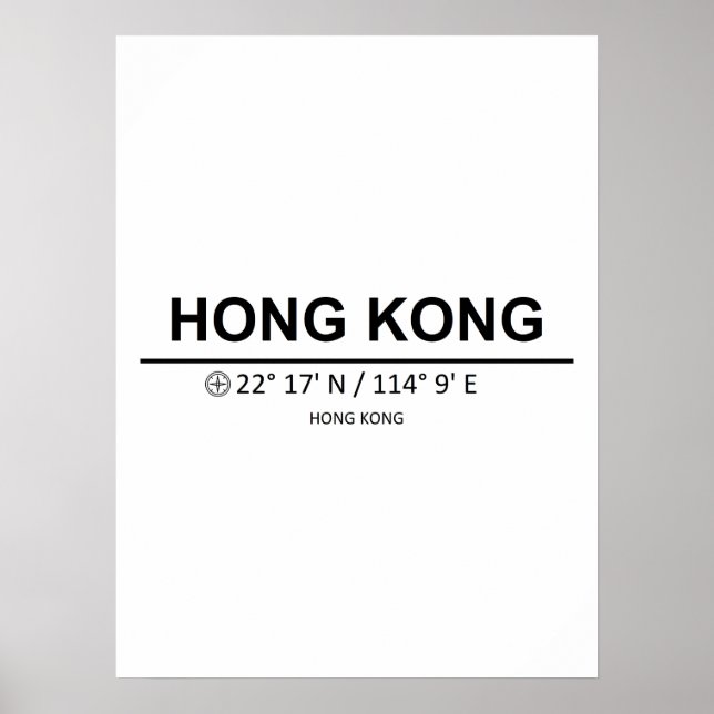 Koordinater Hongkong Poster (Framsidan)