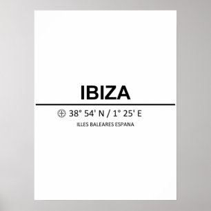 Koordinater Ibiza Poster