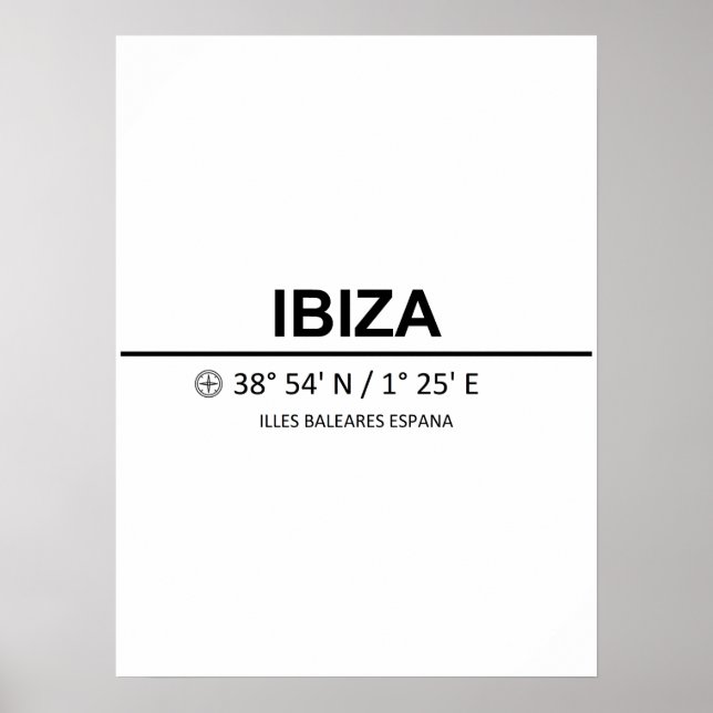 Koordinater Ibiza Poster (Framsidan)