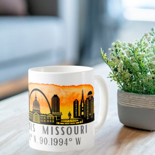 Koordinaterna St. Louis Skyline Karta Kaffemugg