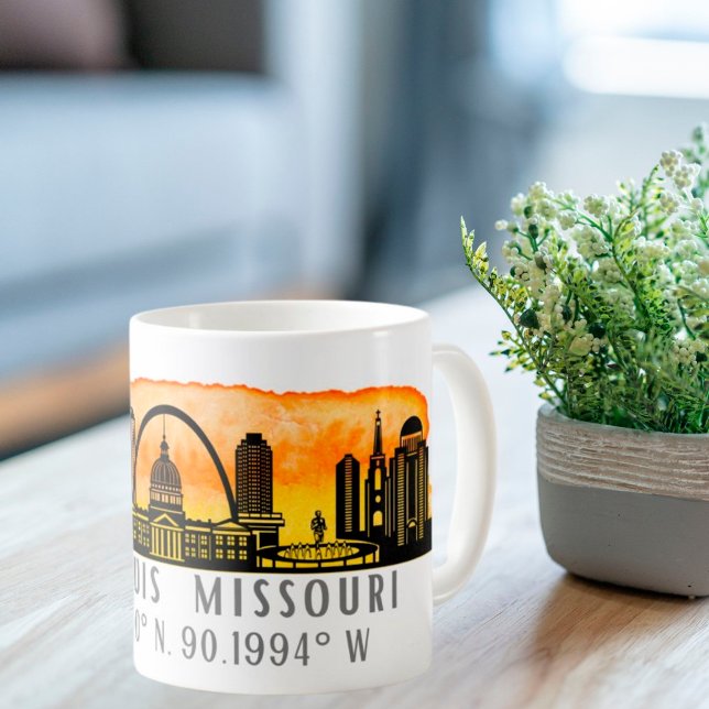 Koordinaterna St. Louis Skyline Karta Kaffemugg (Skapare uppladdad)