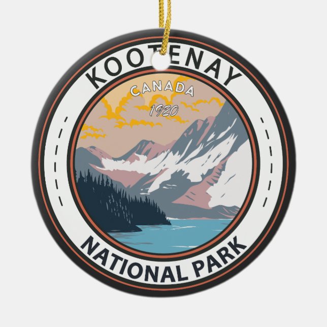 Kootenay National Park Canada Travel Art Badge Julgransprydnad Keramik (Framsidan)