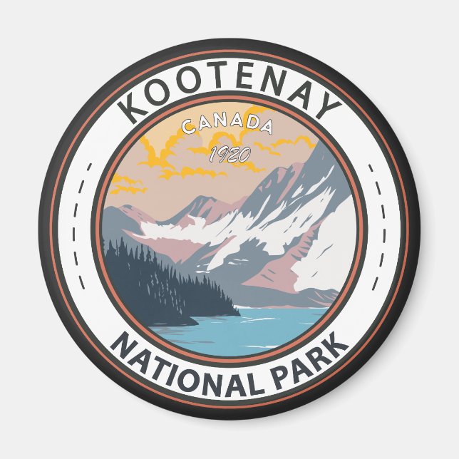 Kootenay National Park Canada Travel Art Badge Magnet (Framsidan)