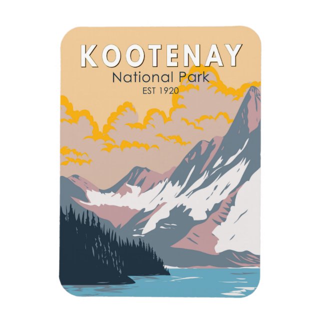 Kootenay National Park Canada Travel Art Vintage Magnet (Vertikal)