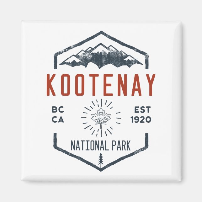 Kootenay National Park Canada Vintage Distress Magnet (Framsidan)