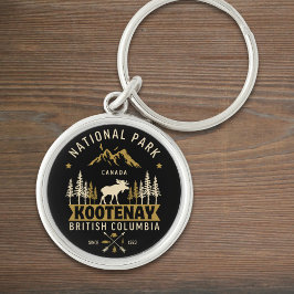 Kootenay National Park Canada Vintage Landscape Rund Silverfärgad Nyckelring