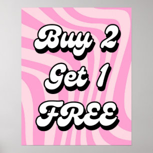 Köp 2 Skaffa 1 försäljningsskylt, Poster till Rosa