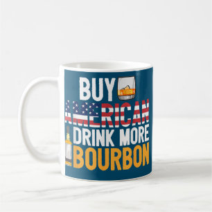 Köp American Drink More Bourbon Funny Whiskey Kaffemugg