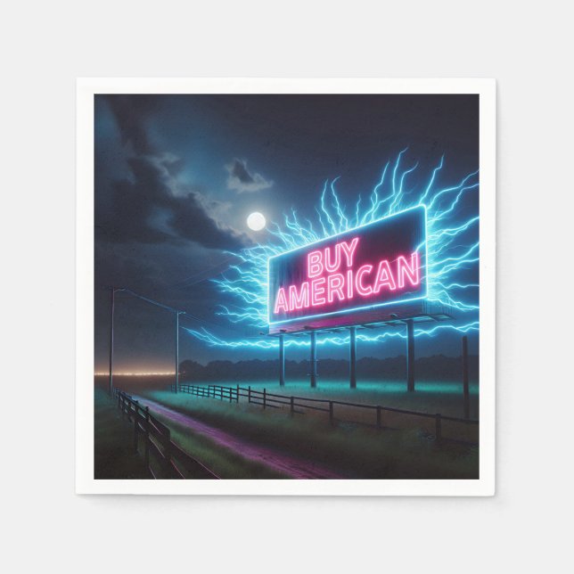 Köp American Neon Billboard med Måne Pappersservett (Framsidan)