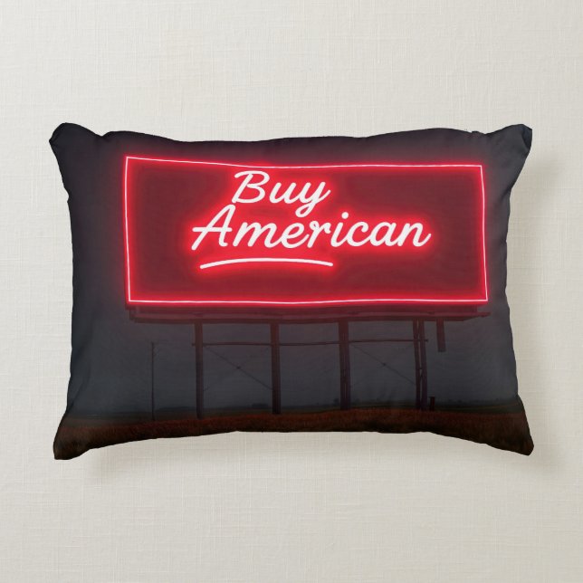 Köp American Red Neon Billboard Prydnadskudde (Framsidan)