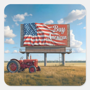 Köp amerikanska skyltar med gamla traktor fyrkantigt klistermärke