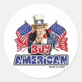 Köp amerikanskt ( made in China ) - roligt skämt Runt Klistermärke