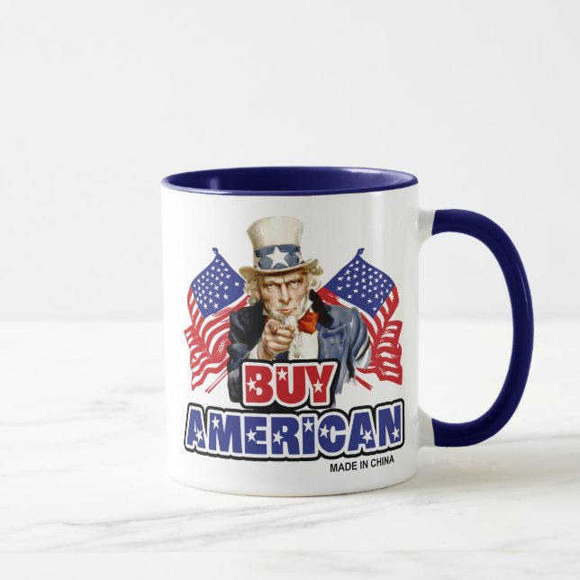 Köp Amerikanskt ( Tillverkat I Kina ) - Rolig Skäm Mugg (Höger)