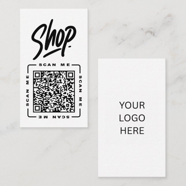 Köp | Anpassningsbar QR-kod & Logotyp Mall Svart  Visitkort (Fram/baksida)