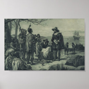 Köp av den Manhattan ön av Peter Minuit, 1626 Poster