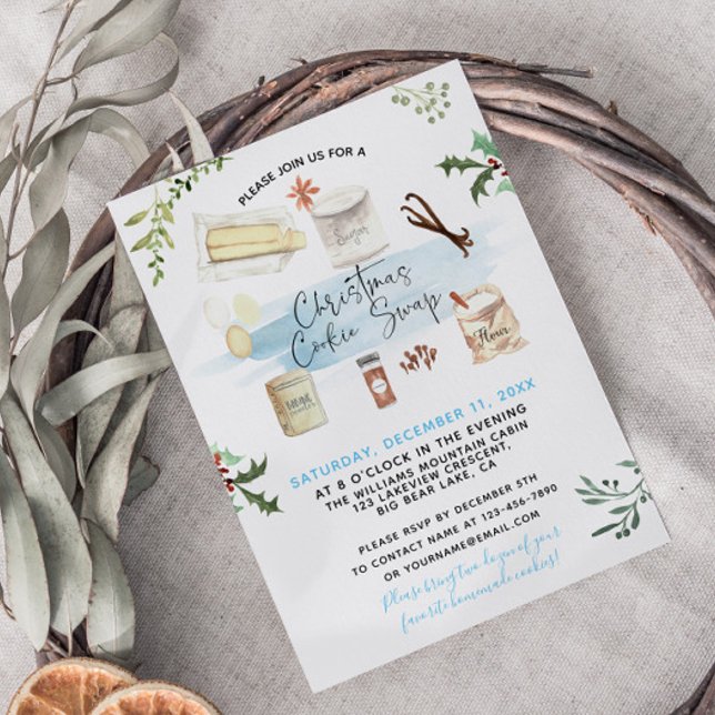 Köp av julcookie Swap Homemade Cookies Inbjudningar (Host a sweet holiday gathering with this charming cookie swap invite! Festive fun and treats await!)