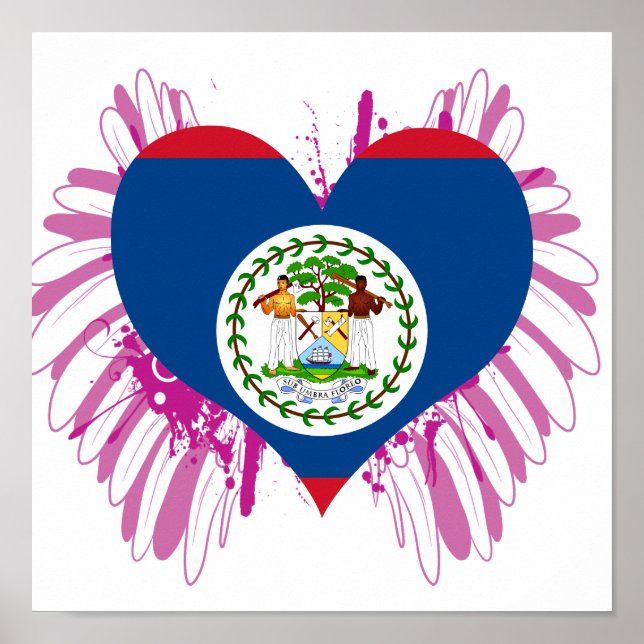 Köp Belize Flagga Poster (Framsidan)