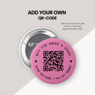 Köp Birthday Girl a Drink QR Code Shock rosa Butto Knapp