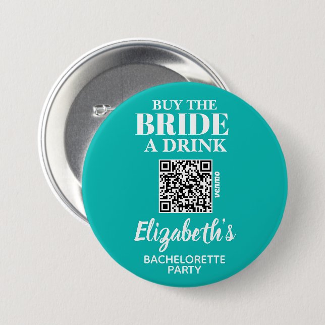 Köp Bride A Drink Bachelorette Party QR-kod Knapp (Framsida & baksida)